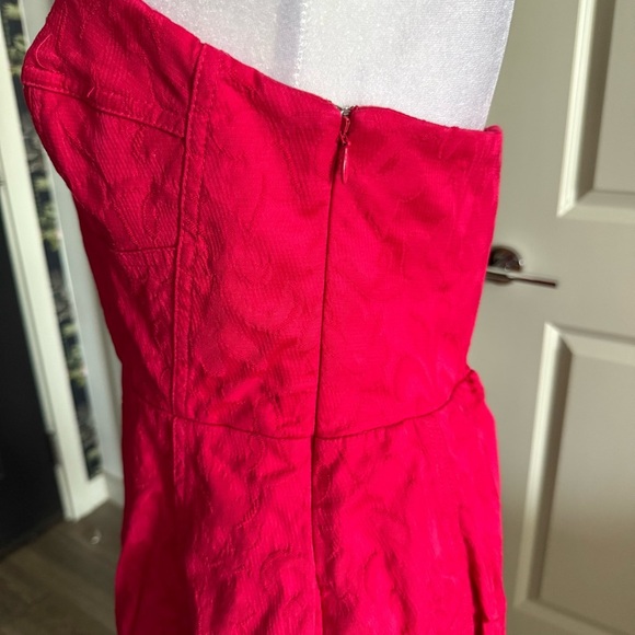 Anthropologie Pink Brocade Sweetheart Strapless A-line Midi Dress Size 10 - Picture 7 of 10